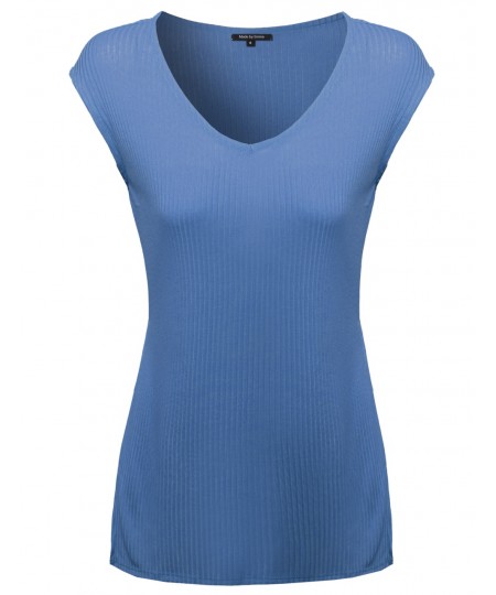 Women's Ribbed Basic Sleeveless Tank Top