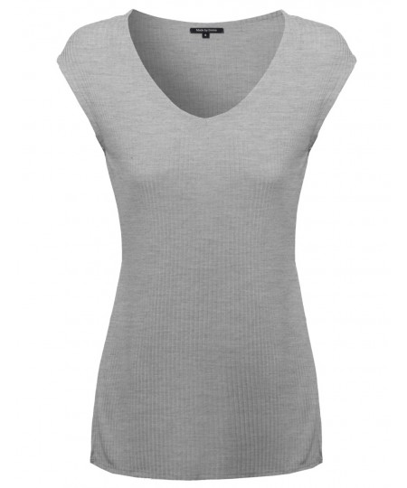 Women's Ribbed Basic Sleeveless Tank Top