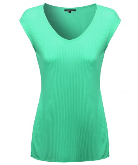 Women's Ribbed Basic Sleeveless Tank Top