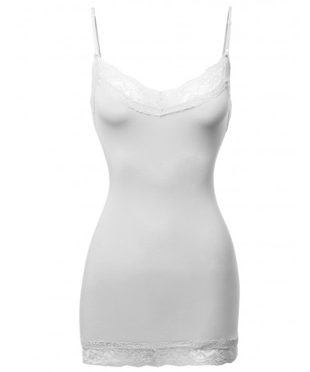 Women's Basic Lace Trim Cami Top