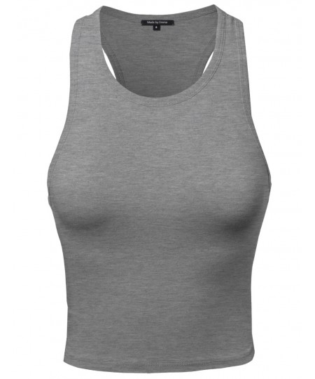 Women's Basic Solid Sleeveless Crop Tank Top
