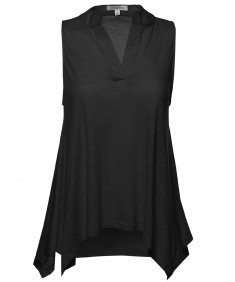 Women's Classic Soft Sleeveless Henley Tunic Top