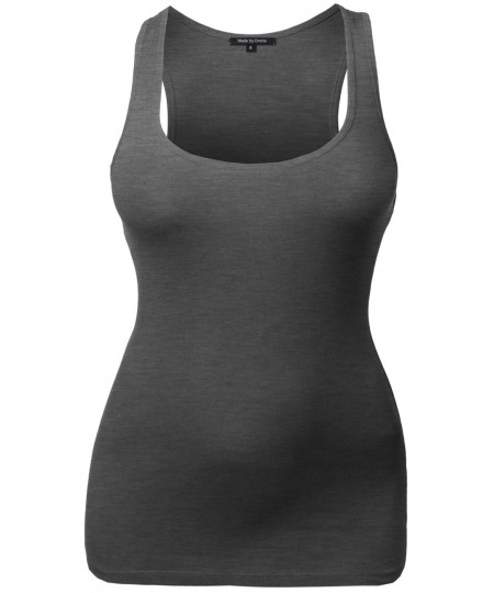 Women's Plus Size Racer Back Sleeveless Scoop Neck Tank Tops