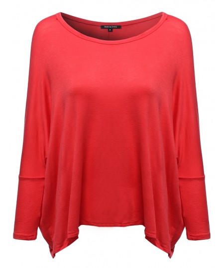 Women's Basic Round Boat Neck 3/4 Sleeve Drop Shoulder Top