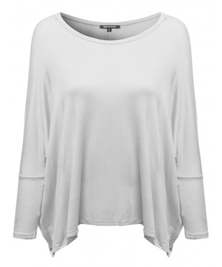 Women's Basic Round Boat Neck 3/4 Sleeve Drop Shoulder Top