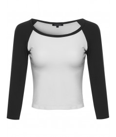 Women's Raglan 3/4 Sleeve Crop Top