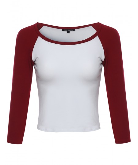 Women's Raglan 3/4 Sleeve Crop Top