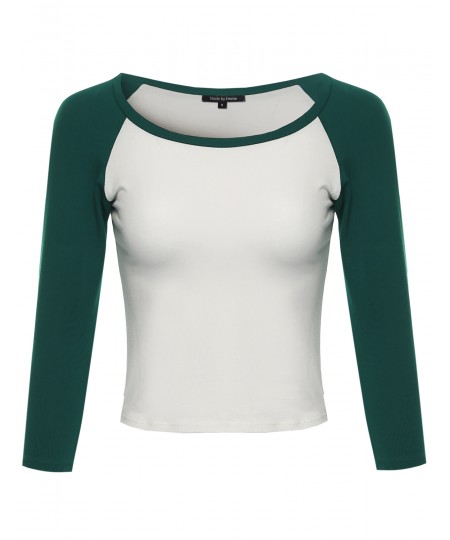 Women's Raglan 3/4 Sleeve Crop Top