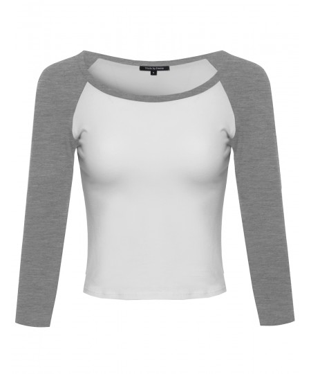 Women's Raglan 3/4 Sleeve Crop Top