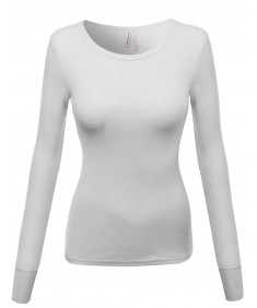 Women's Basic Solid Round Neck Long Sleeves Tee Top