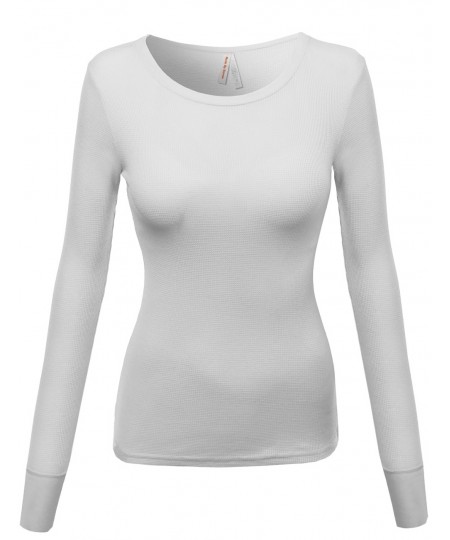 Women's Basic Solid Round Neck Long Sleeves Tee Top