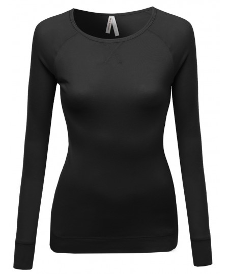 Women's Basic Solid Round Neck Long Sleeves Sweatshirt