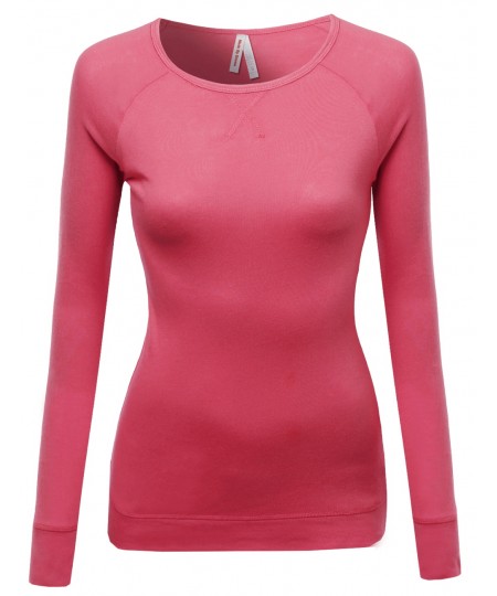 Women's Basic Solid Round Neck Long Sleeves Sweatshirt
