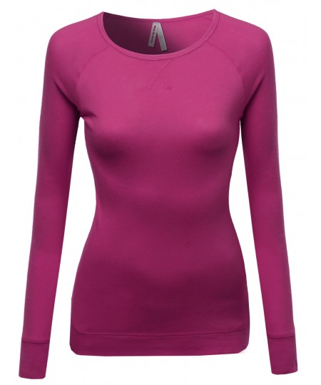 Women's Basic Solid Round Neck Long Sleeves Sweatshirt