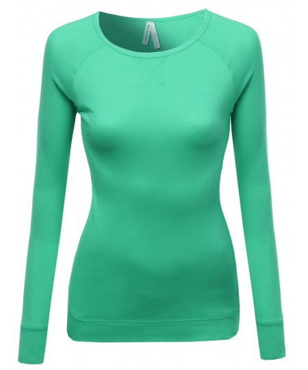 Women's Basic Solid Round Neck Long Sleeves Sweatshirt