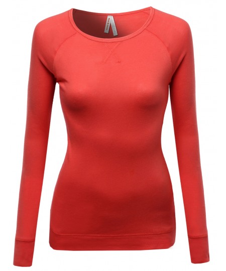 Women's Basic Solid Round Neck Long Sleeves Sweatshirt