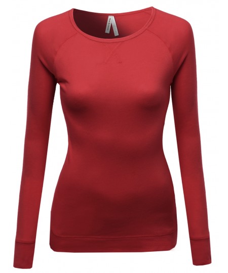 Women's Basic Solid Round Neck Long Sleeves Sweatshirt