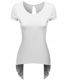 Women's Back Opened High&Low Short Sleeve Top
