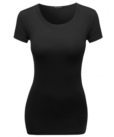 Women's Basic Solid Scoop Neck Various Color Short Sleeve