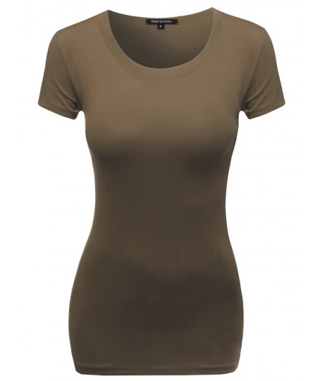 Women's Basic Solid Scoop Neck Various Color Short Sleeve