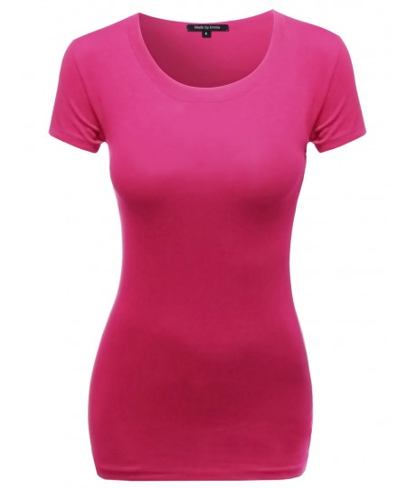 Women's Basic Solid Scoop Neck Various Color Short Sleeve