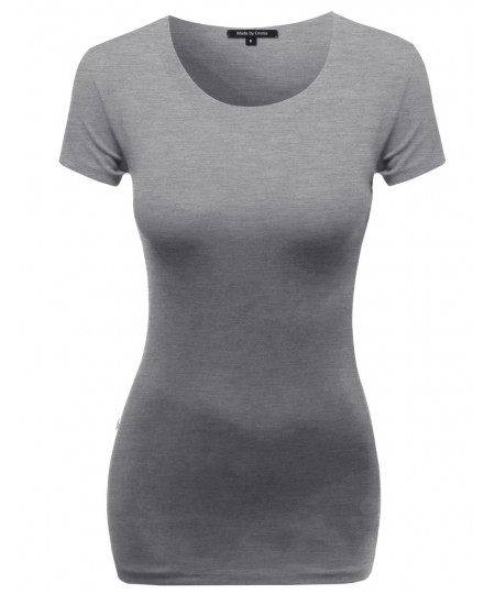 Women's Basic Solid Scoop Neck Various Color Short Sleeve