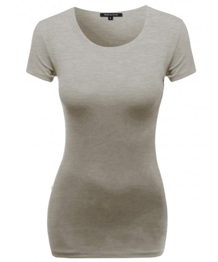 Women's Basic Solid Scoop Neck Various Color Short Sleeve