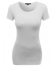 Women's Basic Solid Scoop Neck Various Color Short Sleeve