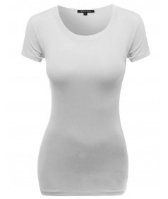 Women's Basic Solid Scoop Neck Various Color Short Sleeve