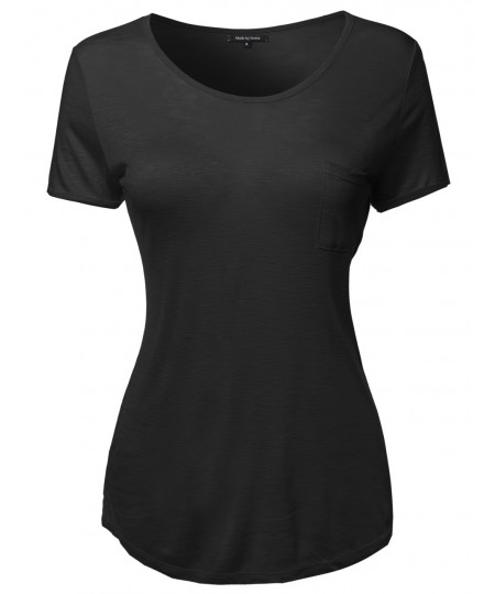 Women's Solid Cap Sleeve Crew Neck Tee Shirt In Various Colors