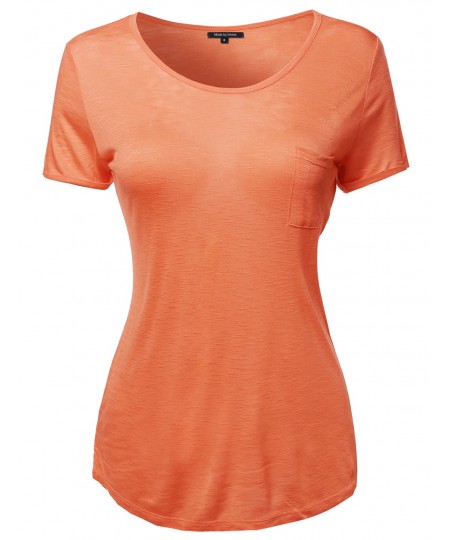 Women's Solid Cap Sleeve Crew Neck Tee Shirt In Various Colors