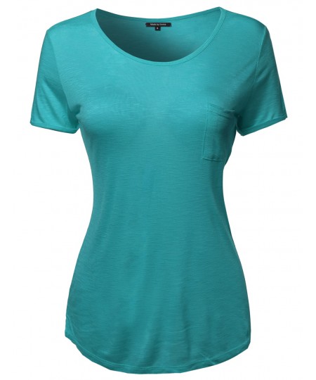 Women's Solid Cap Sleeve Crew Neck Tee Shirt In Various Colors