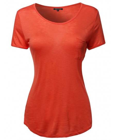 Women's Solid Cap Sleeve Crew Neck Tee Shirt In Various Colors