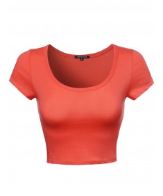 Women's Solid Short Sleeve Crop Top