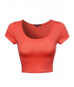 Women's Solid Short Sleeve Crop Top