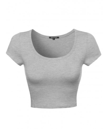 Women's Solid Short Sleeve Crop Top