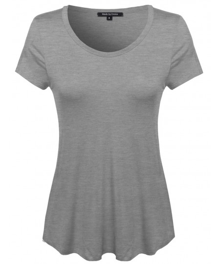 Women's Basic Short Sleeve Rayon Scoop Neck Tee