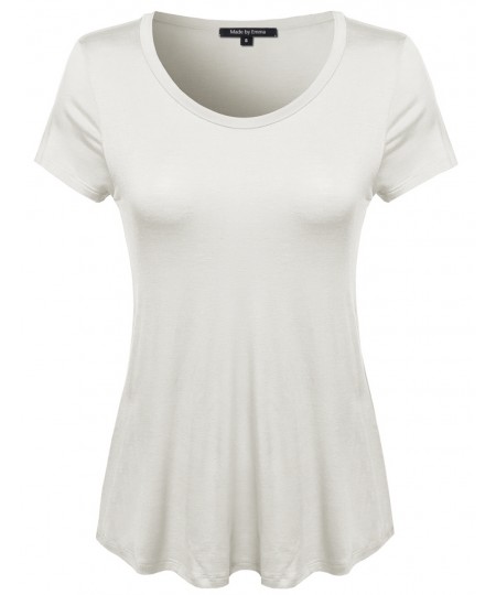 Women's Basic Short Sleeve Rayon Scoop Neck Tee