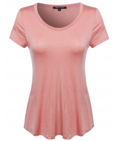 Women's Basic Short Sleeve Rayon Scoop Neck Tee