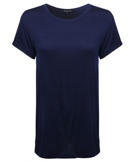 Women's Classic and Basic Short Sleeve Soft and Stretchy Roundneck Tee