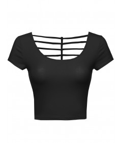 Women's Cap Sleeve Crop Top W/ Back Strap Detail