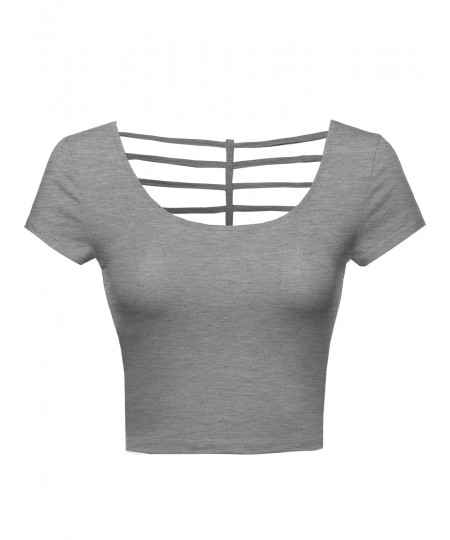 Women's Cap Sleeve Crop Top W/ Back Strap Detail