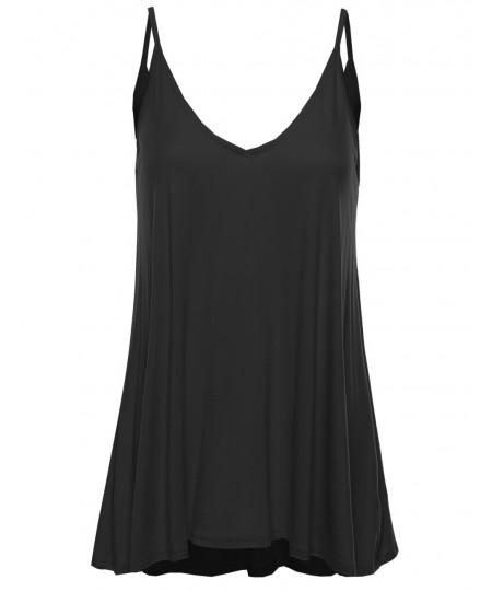 Women's Basic Classic V-neck Flowy Spaghetti Strap Top