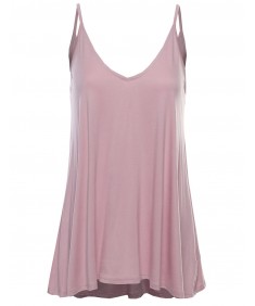 Women's Basic Classic V-neck Flowy Spaghetti Strap Top