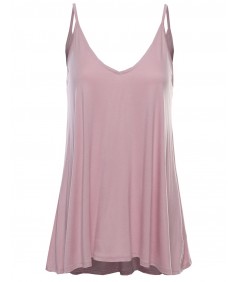 Women's Basic Classic V-neck Flowy Spaghetti Strap Top