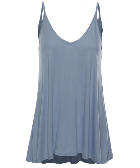 Women's Basic Classic V-neck Flowy Spaghetti Strap Top