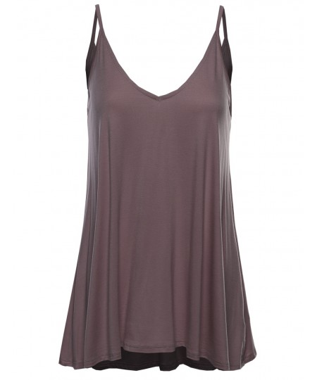 Women's Basic Classic V-neck Flowy Spaghetti Strap Top