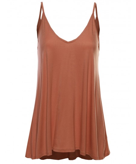 Women's Basic Classic V-neck Flowy Spaghetti Strap Top