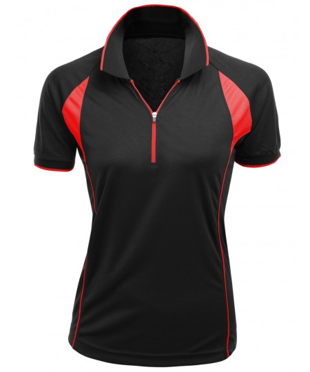 Women's Coolmax Fabric Sporty Feel Functional Short Sleeve Polo T-Shirt