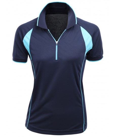 Women's Coolmax Fabric Sporty Feel Functional Short Sleeve Polo T-Shirt